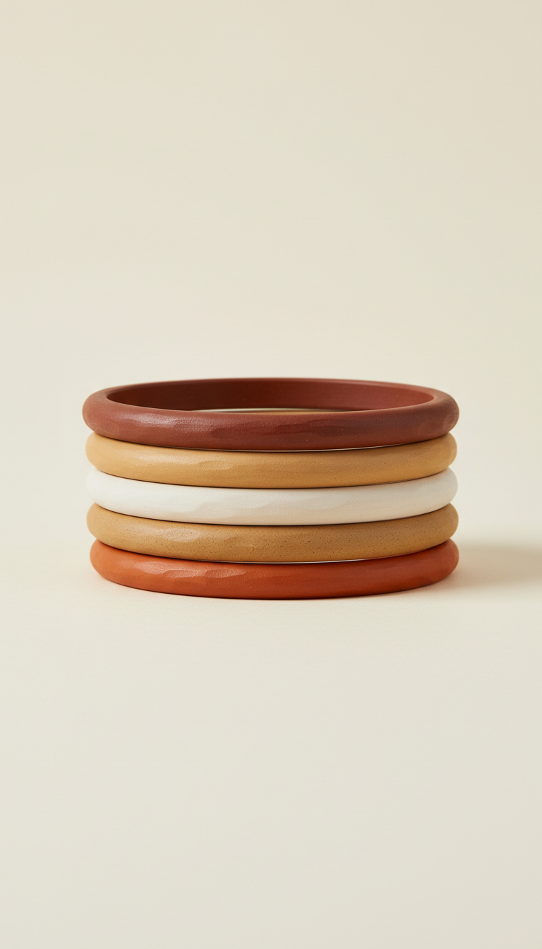Clay-toned forged bangles set