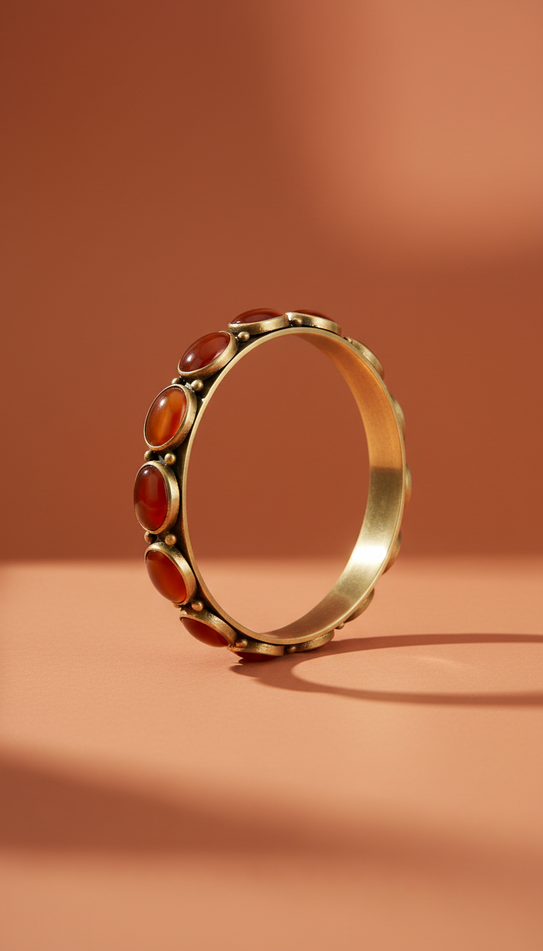 Brass and Agate Bangle Set
